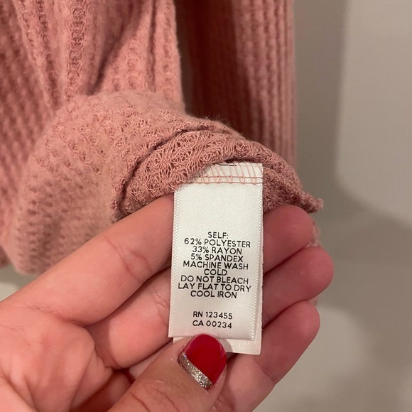 Lord & Taylor Design Lab Pink Cutout Waffle Knit Soft Tunic Top Women’s sz Large - Picture 9 of 10